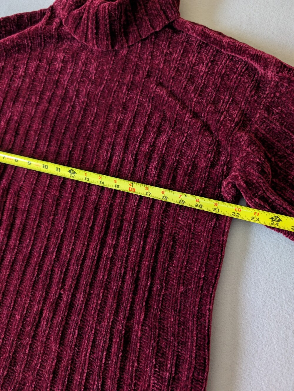 Vintage 80s 90s Forenza Turtleneck Sweater Tunic Chenille Red Burgundy Sz M image 6